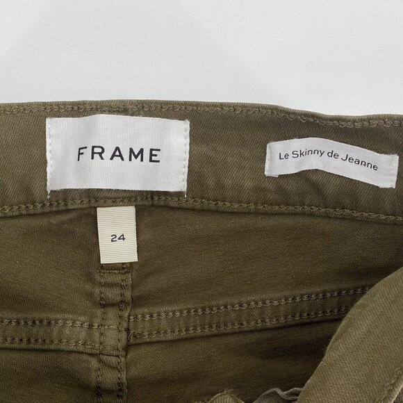 Frame Women’s Size 24 Le Skinny De Jeanne Green Coated Denim Jeans Surplus NWT - Picture 7 of 14